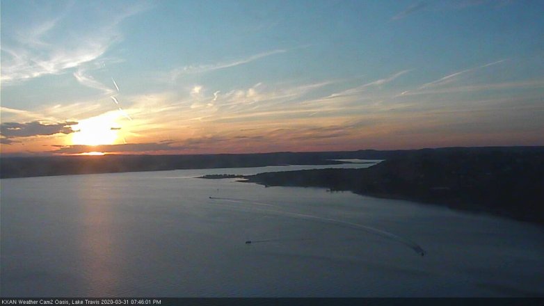 Lake Travis webcam, March 31, 2020 7:45 PM CT