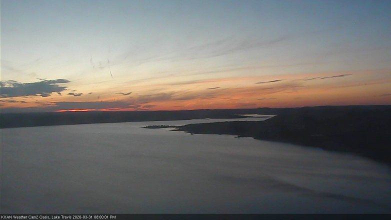 Lake Travis webcam, March 31, 2020 8:00 PM CT