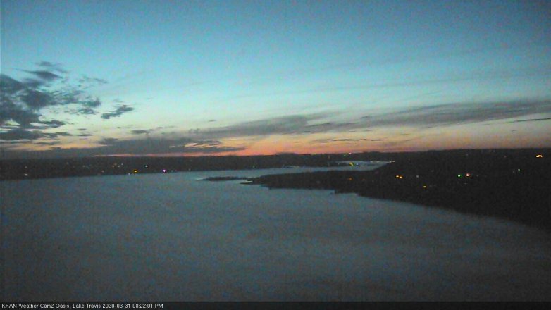 Lake Travis webcam, March 31, 2020 8:25 PM CT