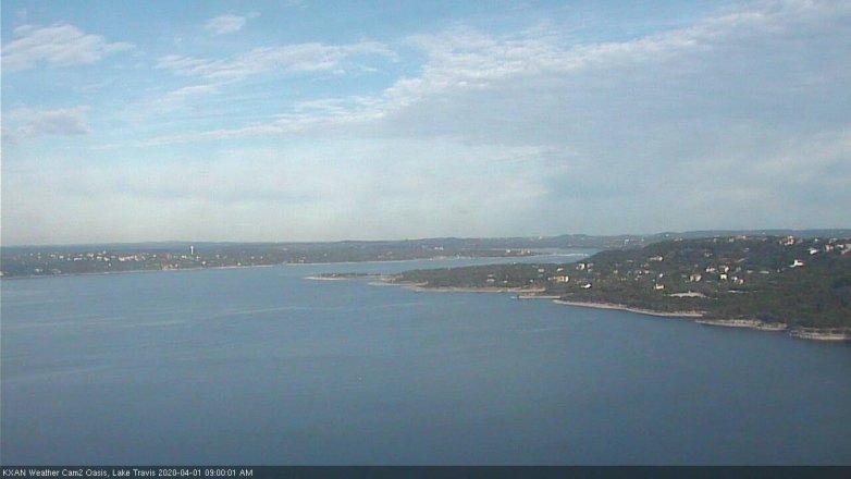 Lake Travis webcam, April 1, 2020 9:00 AM CT