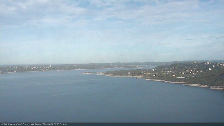 Lake Travis webcam, April 1, 2020 9:25 AM CT