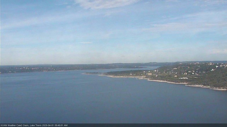 Lake Travis webcam, April 1, 2020 9:45 AM CT