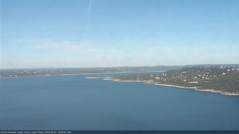 Lake Travis webcam, April 1, 2020 10:45 AM CT