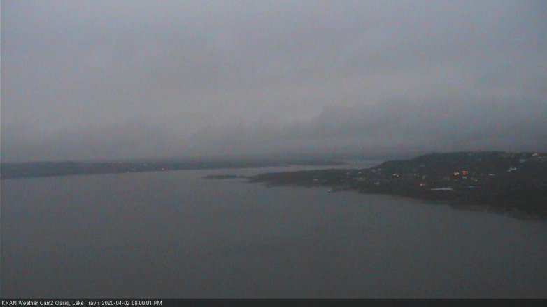 Lake Travis webcam, April 2, 2020 8:00 PM CT