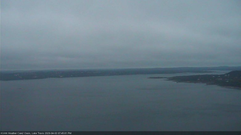 Lake Travis webcam, April 3, 2020 7:45 PM CT