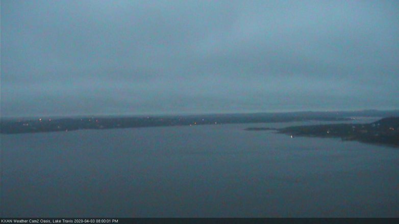 Lake Travis webcam, April 3, 2020 8:00 PM CT