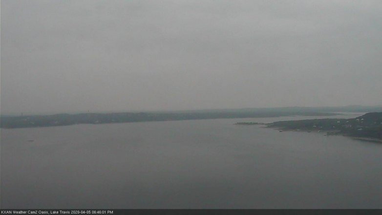 Lake Travis webcam, April 5, 2020 6:45 PM CT