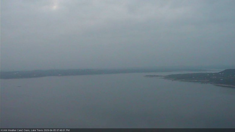Lake Travis webcam, April 5, 2020 7:45 PM CT