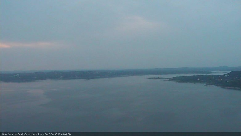 Lake Travis webcam, April 6, 2020 7:45 PM CT