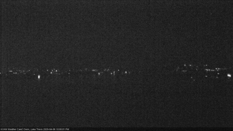 Lake Travis webcam, April 6, 2020 10:00 PM CT