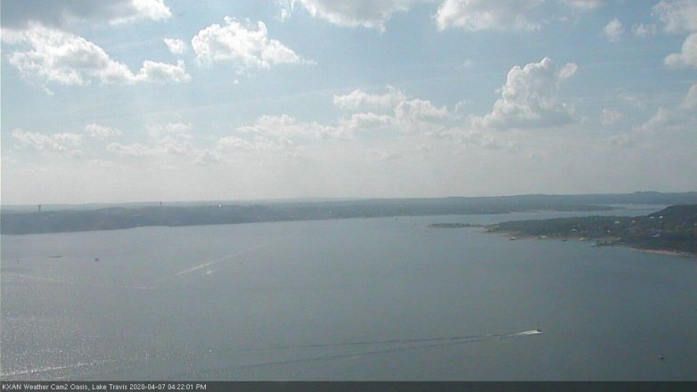 Lake Travis webcam, April 7, 2020 4:25 PM CT