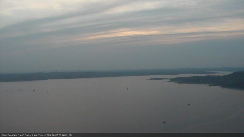 Lake Travis webcam, April 7, 2020 7:45 PM CT