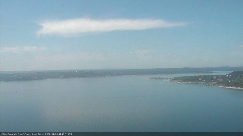 Lake Travis webcam, April 8, 2020 1:45 PM CT