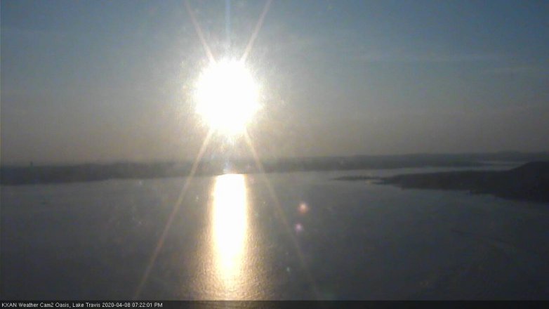 Lake Travis webcam, April 8, 2020 7:25 PM CT