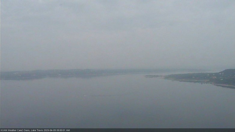 Lake Travis webcam, April 9, 2020 9:00 AM CT