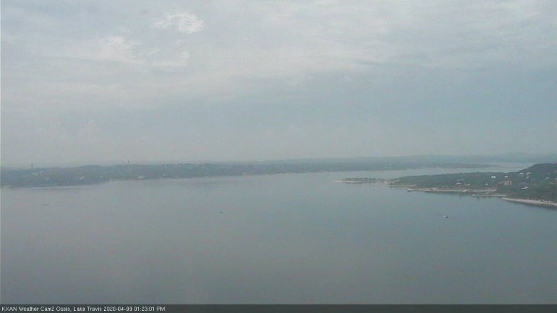 Lake Travis webcam, April 9, 2020 1:25 PM CT