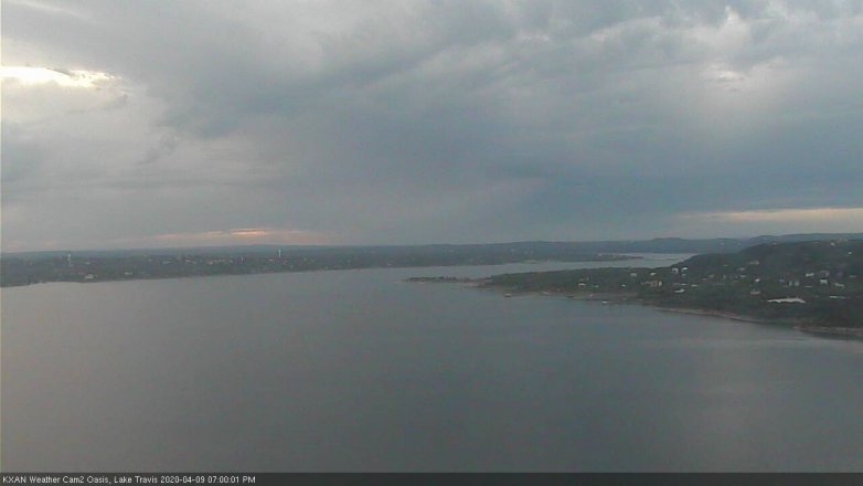 Lake Travis webcam, April 9, 2020 7:00 PM CT