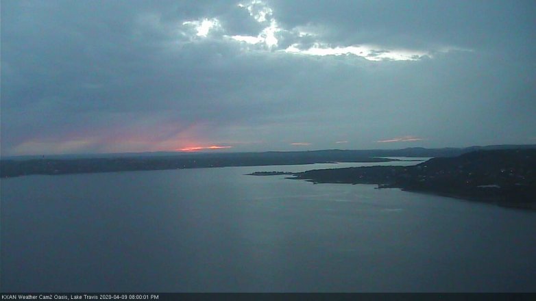 Lake Travis webcam, April 9, 2020 8:00 PM CT