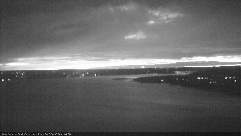 Lake Travis webcam, April 9, 2020 8:25 PM CT