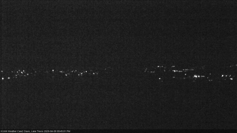 Lake Travis webcam, April 9, 2020 9:45 PM CT