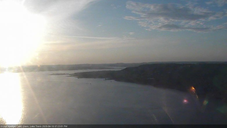Lake Travis webcam, April 10, 2020 7:25 PM CT