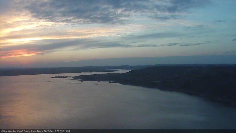 Lake Travis webcam, April 10, 2020 8:00 PM CT