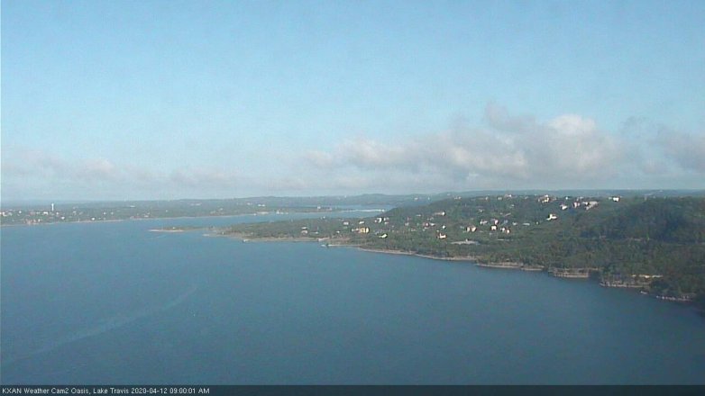 Lake Travis webcam, April 12, 2020 9:00 AM CT