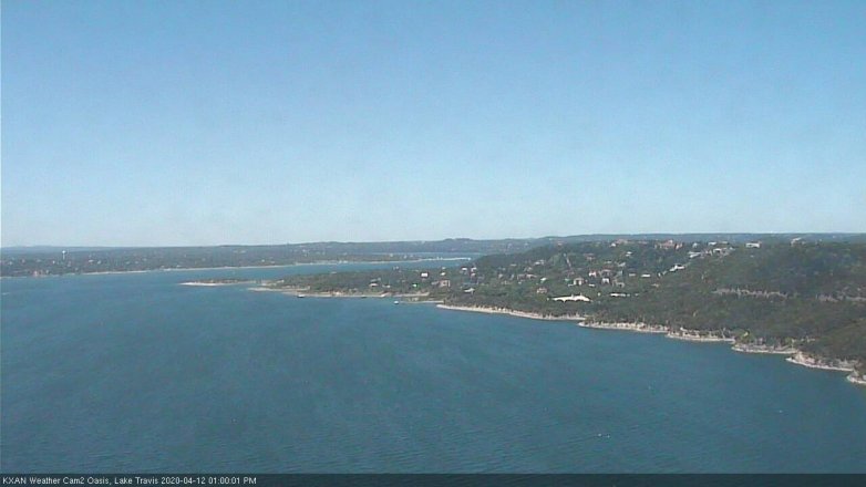 Lake Travis webcam, April 12, 2020 1:00 PM CT