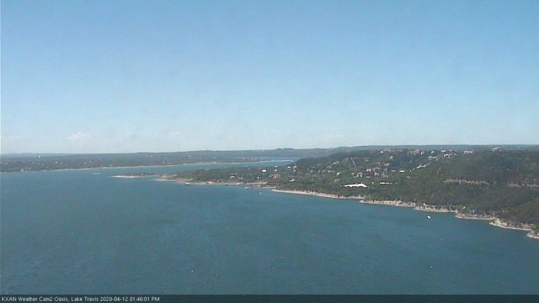 Lake Travis webcam, April 12, 2020 1:45 PM CT