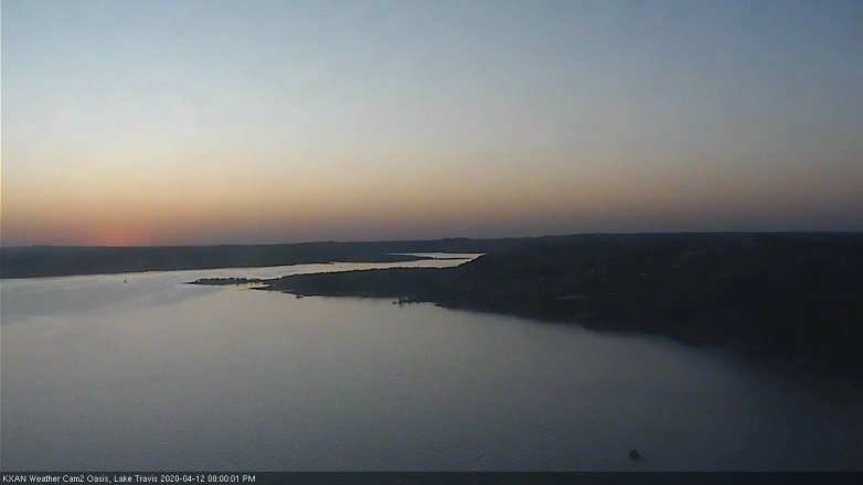 Lake Travis webcam, April 12, 2020 8:00 PM CT