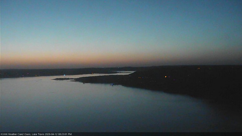 Lake Travis webcam, April 12, 2020 8:25 PM CT