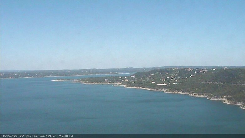 Lake Travis webcam, April 13, 2020 11:45 AM CT