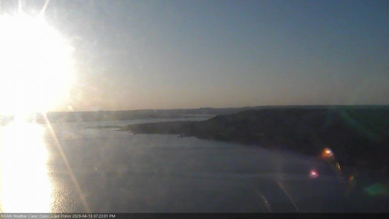 Lake Travis webcam, April 13, 2020 7:25 PM CT
