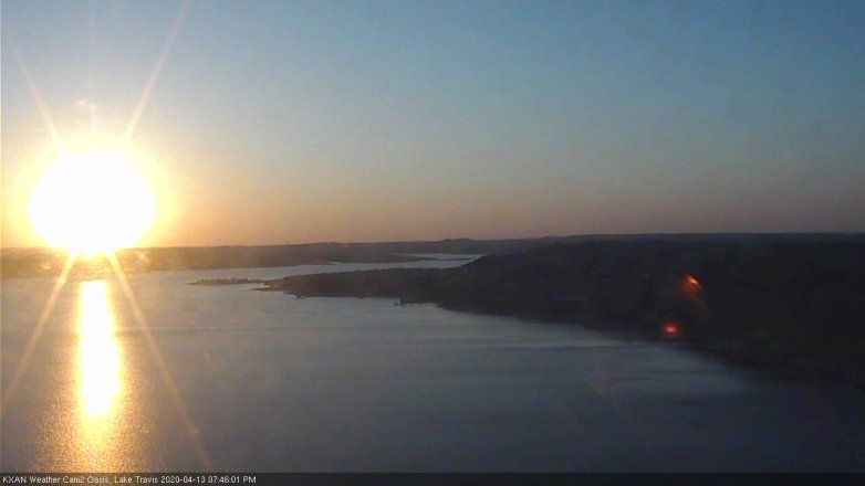 Lake Travis webcam, April 13, 2020 7:45 PM CT