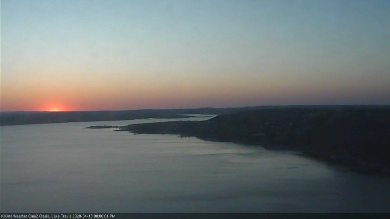 Lake Travis webcam, April 13, 2020 8:00 PM CT