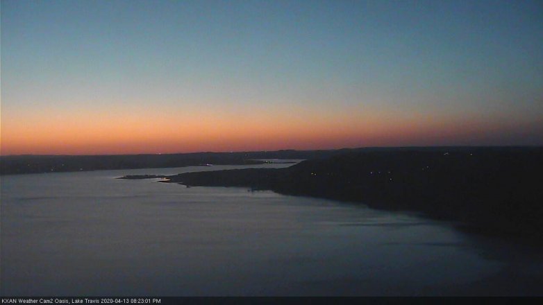 Lake Travis webcam, April 13, 2020 8:25 PM CT