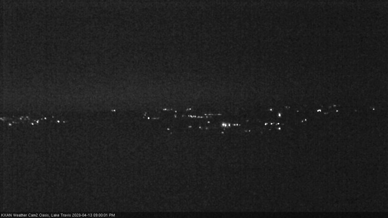 Lake Travis webcam, April 13, 2020 9:00 PM CT