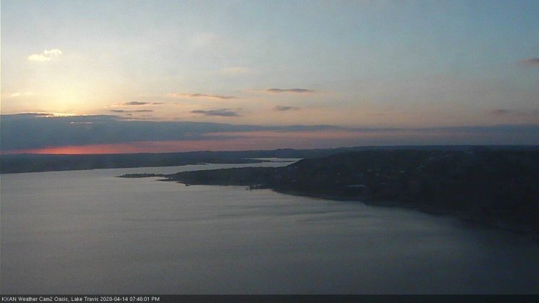 Lake Travis webcam, April 14, 2020 7:45 PM CT