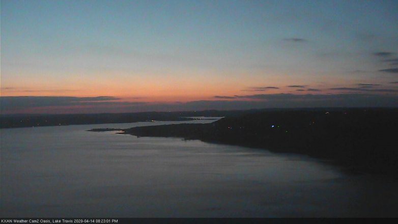 Lake Travis webcam, April 14, 2020 8:25 PM CT