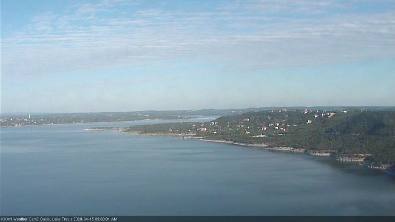 Lake Travis webcam, April 15, 2020 9:00 AM CT