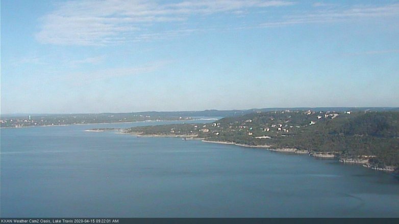 Lake Travis webcam, April 15, 2020 9:25 AM CT