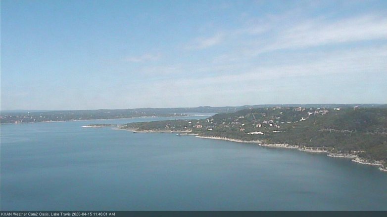 Lake Travis webcam, April 15, 2020 11:45 AM CT