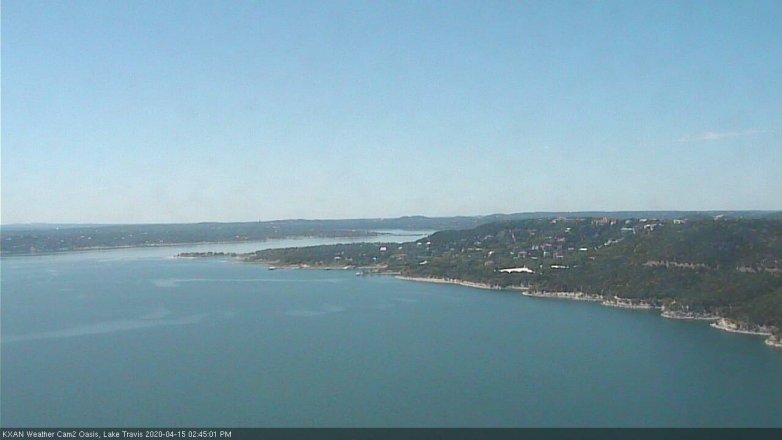 Lake Travis webcam, April 15, 2020 2:45 PM CT