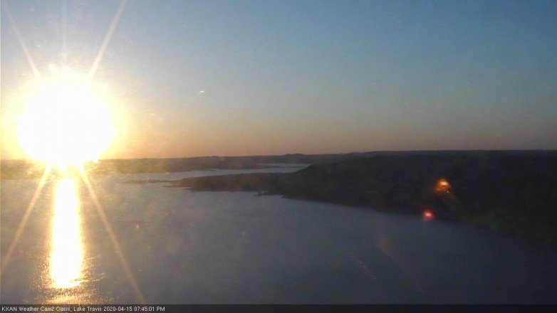 Lake Travis webcam, April 15, 2020 7:45 PM CT