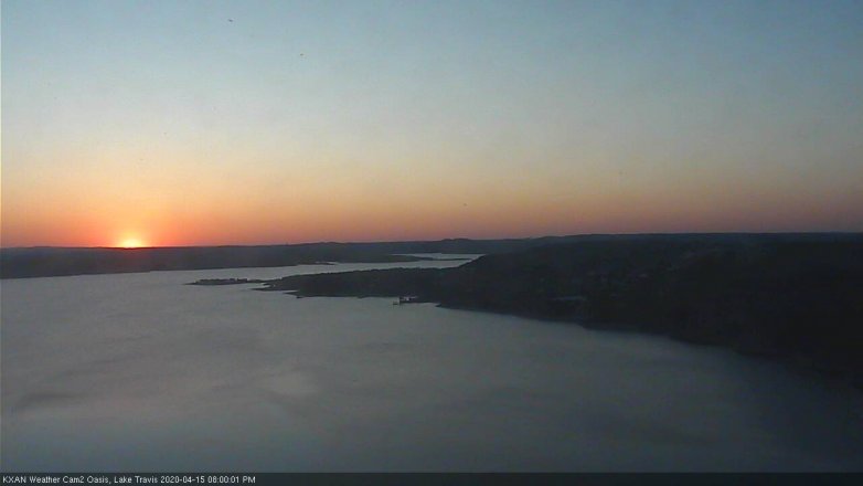 Lake Travis webcam, April 15, 2020 8:00 PM CT