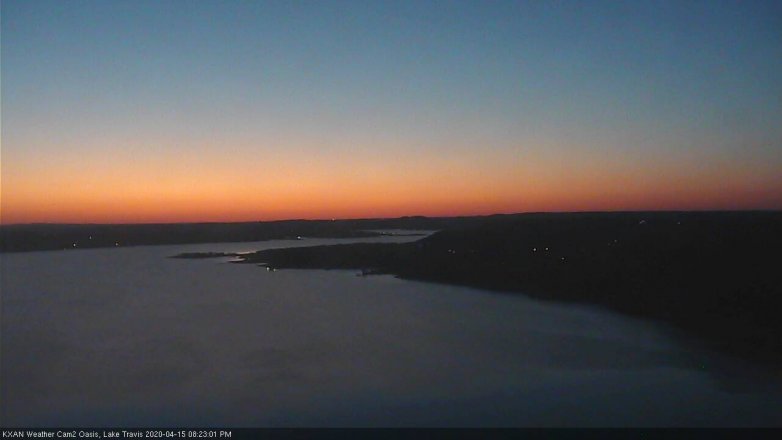 Lake Travis webcam, April 15, 2020 8:25 PM CT