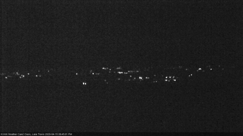 Lake Travis webcam, April 15, 2020 9:45 PM CT