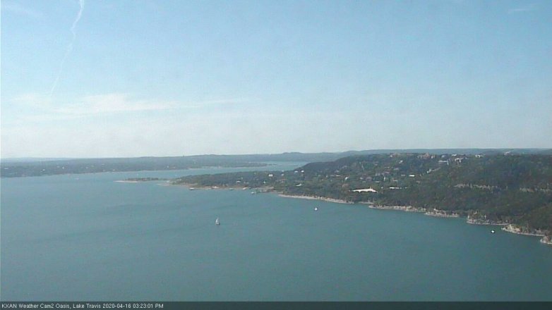 Lake Travis webcam, April 16, 2020 3:25 PM CT