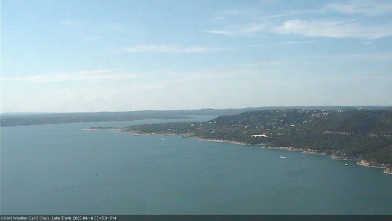 Lake Travis webcam, April 16, 2020 3:45 PM CT
