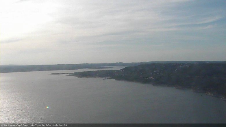 Lake Travis webcam, April 16, 2020 5:45 PM CT